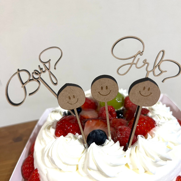 スマイル　スマイリー　ケーキトッパー　3本セット　誕生日　フォトプロップス 4枚目の画像