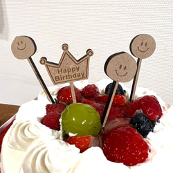 スマイル　スマイリー　ケーキトッパー　3本セット　誕生日　フォトプロップス 2枚目の画像