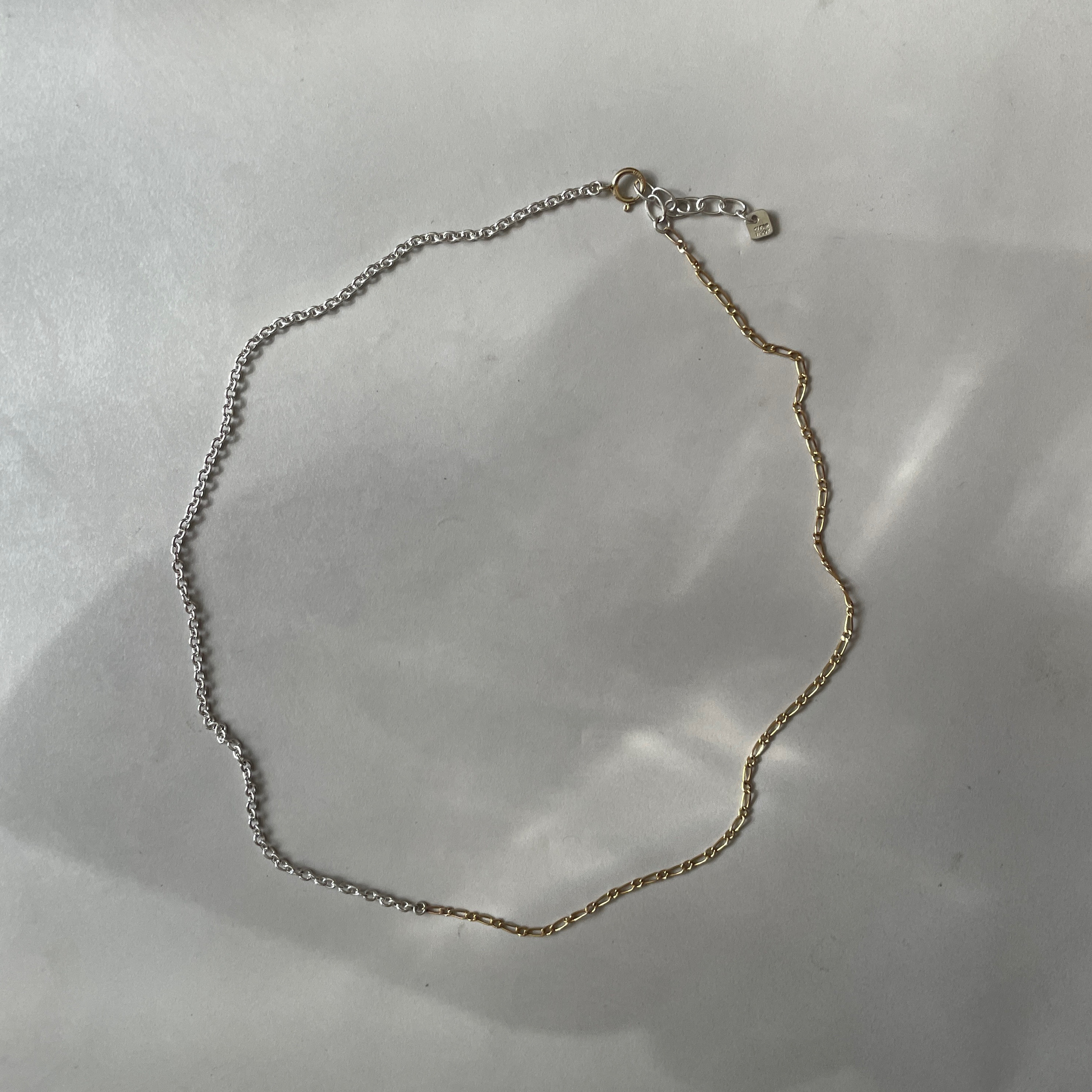 two-tone thin chain necklace