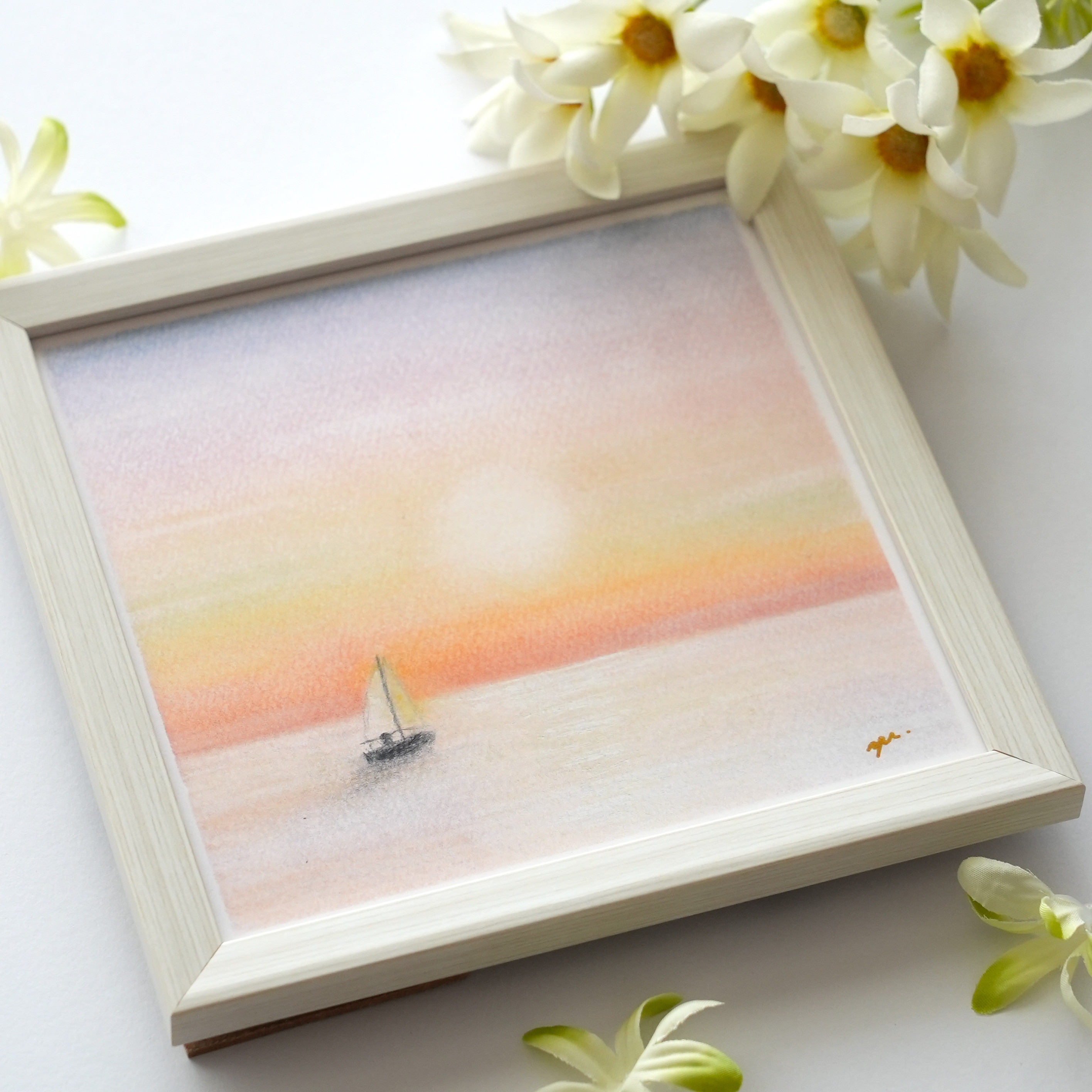 海の風景 パステル画 70/450 木製フレーム 海の風景 パステル画 70/450 木製フレーム - メルカリ