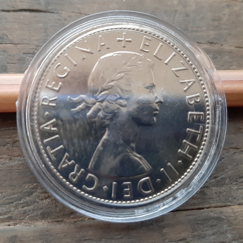 イギリス 英国 古銭 エリザベス2nd ハーフ クラウン コイン 1966 昭和