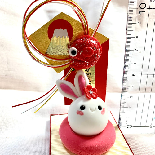 円窓プレート♡着物うさぎちゃん夏アレンジプレート飾り オンライン で 販売ハンドメイド・手芸 - 円窓プレート♡着物うさぎ