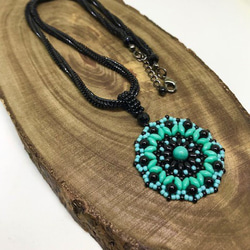 Blue Mandala Necklace＊ブルー曼陀羅ネックレス＊取り外し可能 3枚目の画像