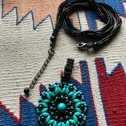 Blue Mandala Necklace＊ブルー曼陀羅ネックレス＊取り外し可能 8枚目の画像