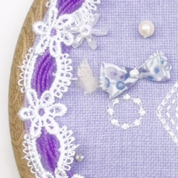 ねこのメルティ 紫陽花色 刺繍枠タペストリー 円形 小 ワッペン 7枚目の画像