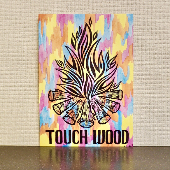 【TOUCH WOOD】CAMP ART 焚火 A5 　キャンプ アート 3枚目の画像