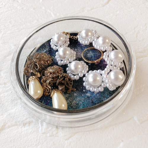 限定4点・受注生産】まるで絵画！手描きの宇宙塗りレジンアート｜蓋