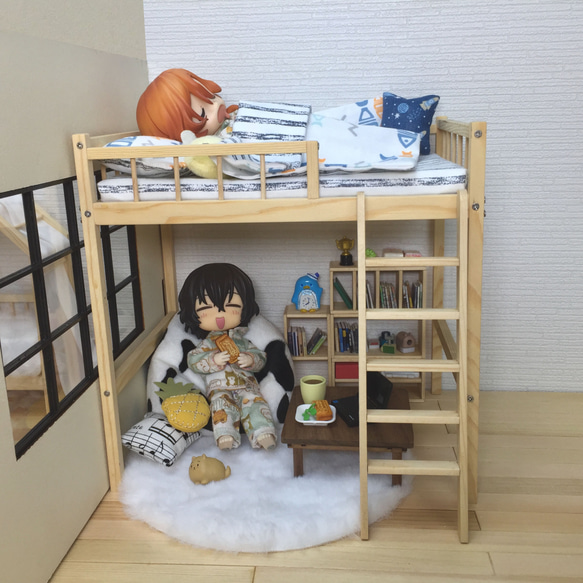 オビツ11 OB11 1/12ドール家具 ミニ家具 木製高架式ベッド 2種類