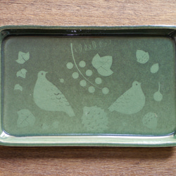 森林托盤盤子（長方形/綠色） 第2張的照片