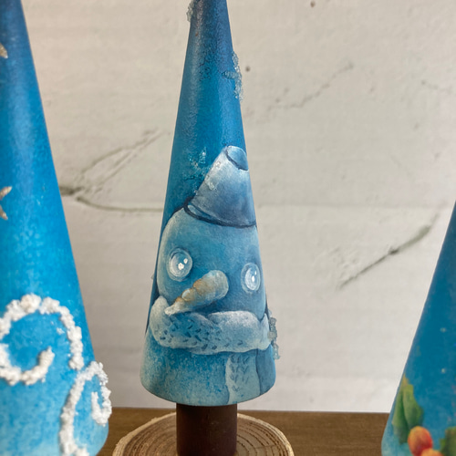 スノーマンの三角ツリー3点セット トールペイント その他インテリア