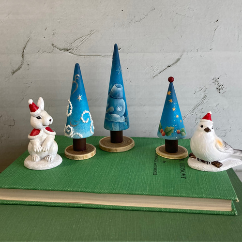 スノーマンの三角ツリー3点セット トールペイント その他インテリア