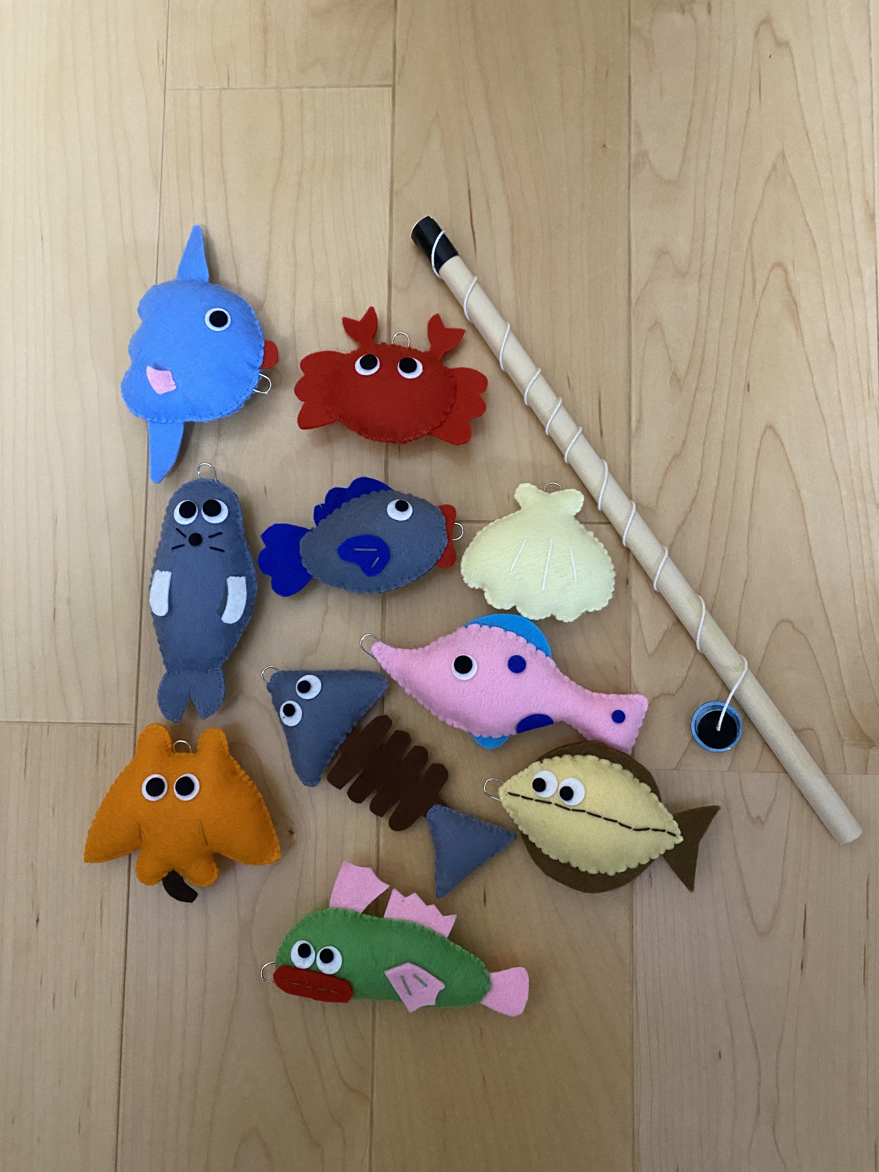 まんぼう・かに】おさかなつりセット☆フェルト おもちゃ・人形