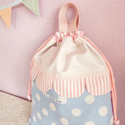 淡色扇貝健身服包，淡藍色，可調整大小 第2張的照片