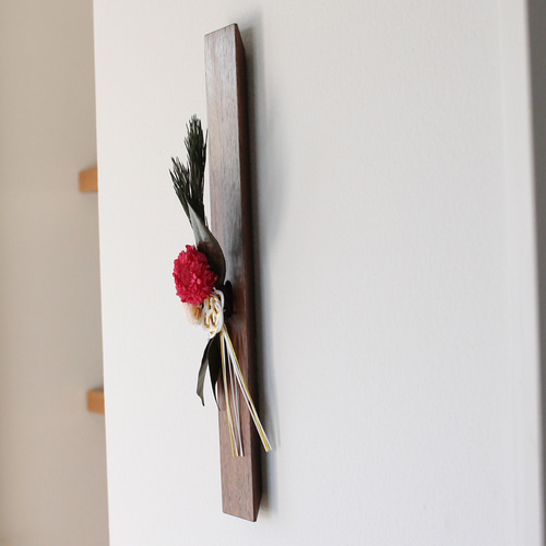 Wall flower 木の壁掛け一輪挿し〜お正月飾り〜2 一輪挿し・花瓶・花器