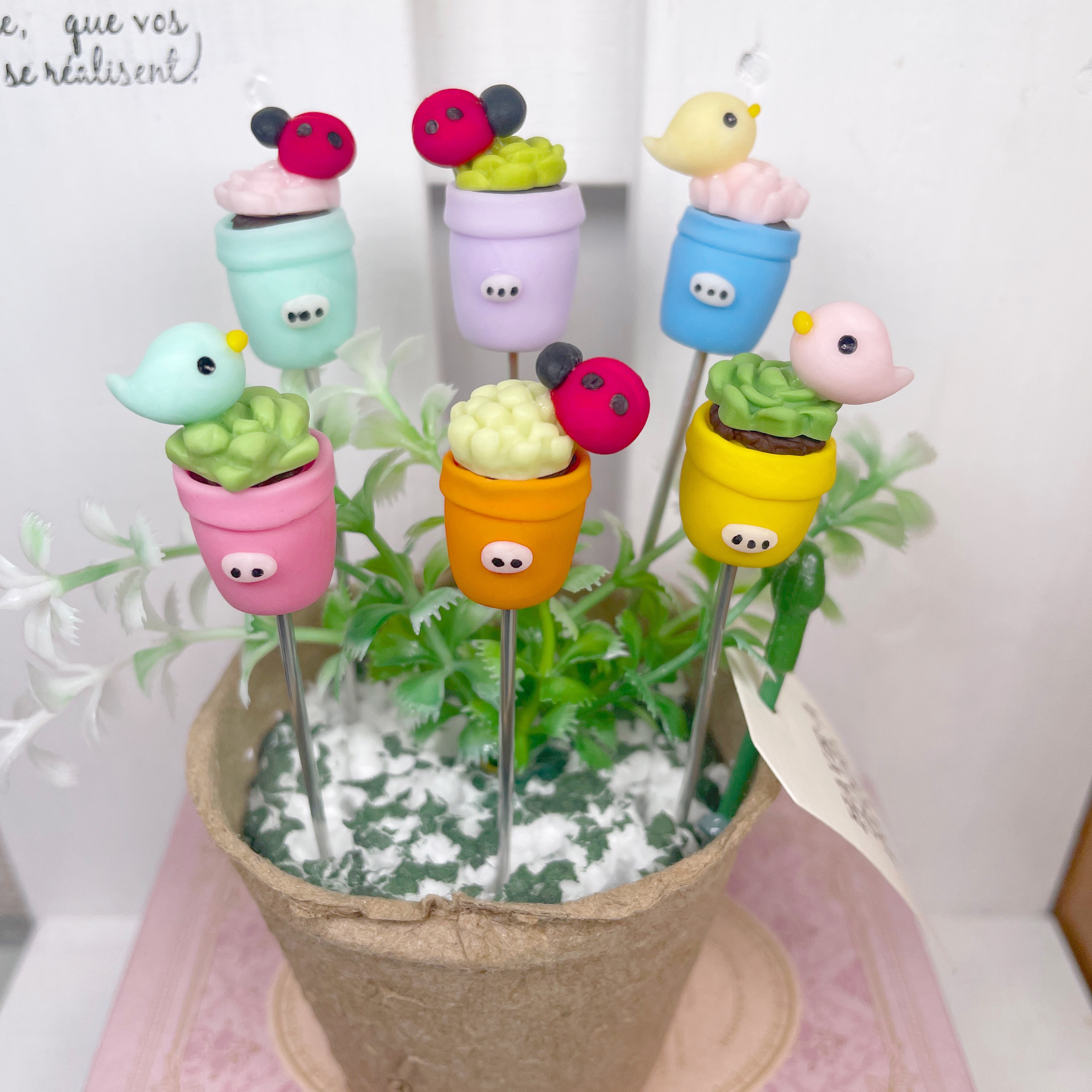 ガーデンピック　桜と蜂さんブンブン　ハンドメイド ガーデンピック桜と蜂さんブンブンハンドメイド