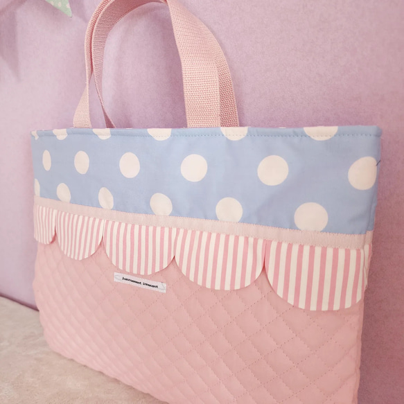 絎縫扇形課包淡藍色 第2張的照片