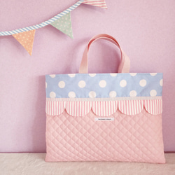 絎縫扇形課包淡藍色 第1張的照片