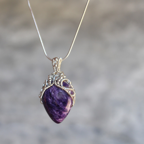 チャロアイト シルバー925 ワイヤーラッピング ペンダント ペンダント