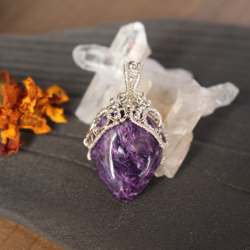 チャロアイト シルバー925 ワイヤーラッピング ペンダント ペンダント