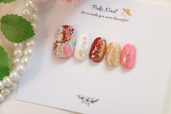 Puke Nail [No.481] Nail Tip♡日式/粉色★成人儀式美甲/和服Nail Tip 第2張的照片