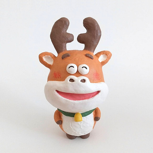 サンタさんとトナカイ君のオブジェ（ペア） 立体・オブジェ わら