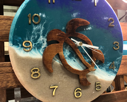 ハンドメイド ハワイアンコアウッド 置き時計 ハンドメイド ハワイアンコアウッド 置き時計