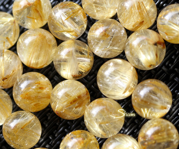 高品質ゴールドルチルクォーツ ラウンド約7～7.3mm☆4粒✿天然石 4枚目の画像