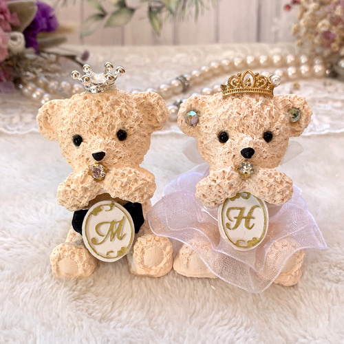 プレゼントにも♡イニシャルくまさんプレート♡アロマストーン アロマ