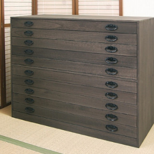 □15%OFFクーポン配布中□桐たんす１０段「咲」焼桐色系とのこ仕上げ