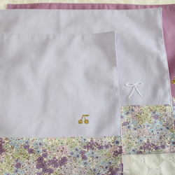 入園入学6点セット　ピンク花柄３　リボン刺繍　さくらんぼ　オーダー制作 入園入学6点セット ピンク花柄3 リボン刺繍 さくらんぼ