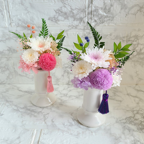 3種の菊を使ったプリザーブドフラワー仏花 仏壇・納骨堂に