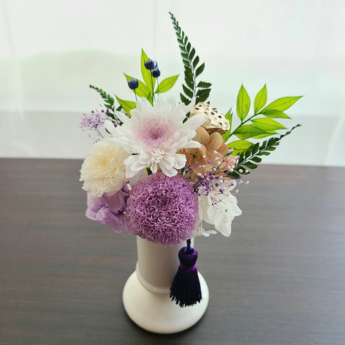 やま　　プリザーブドフラワー仏花　菊　一対ご依頼品 仏花 プリザーブドフラワー 仏壇用 デンファレ 菊 オレンジ