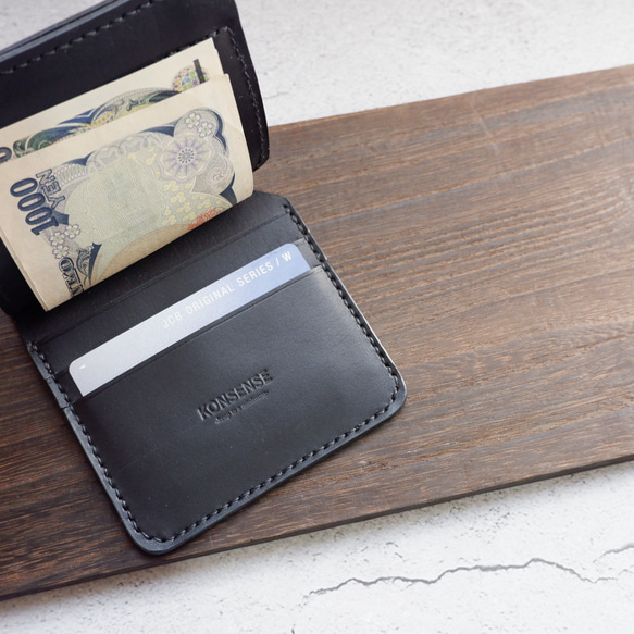 姫路レザーのマネークリップ　ミニ財布　シンプル　ミニマル　薄型　レザー財布　メンズ　プレゼント 5枚目の画像
