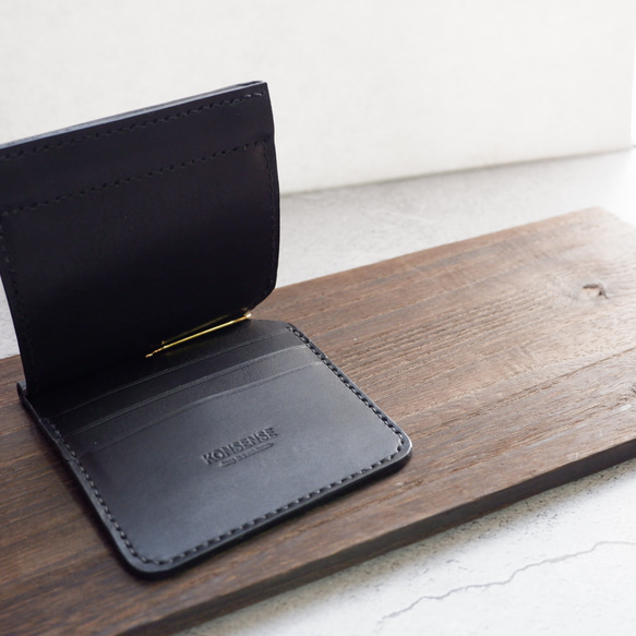 姫路レザーのマネークリップ　ミニ財布　シンプル　ミニマル　薄型　レザー財布　メンズ　プレゼント 4枚目の画像