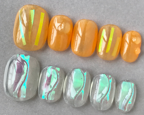 ［06］ネイルチップ ニュアンスネイル もやもや 透明感 シンプル オーダー ニュアンス ミラーフレンチ もやもやネイル マグネットネイル