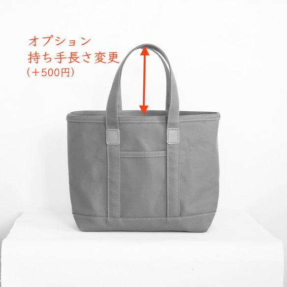 革と帆布のトートバッグ S チャコールグレー 9枚目の画像