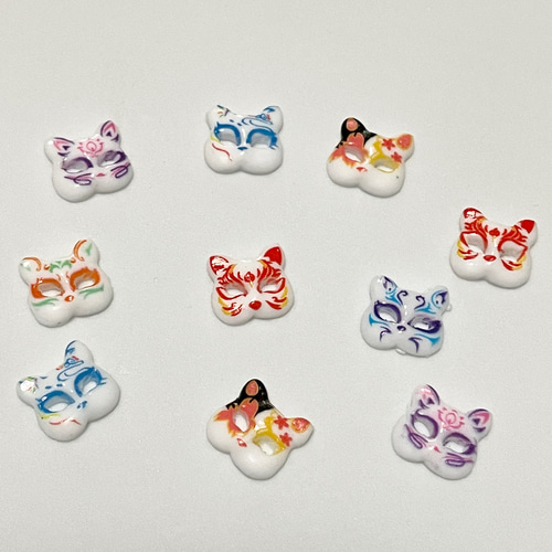 大人気❣️ネイルパーツ 狐のお面 カラフル 10個 その他素材 Aiminku