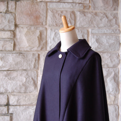 ケープコート】 ミッドナイトネイビー 上質なカシミヤウール ななめに