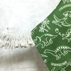☆2月12日まで限定特価☆ 130cm 恐竜I ゴム紐 子供用エプロン・三角巾・巾着袋セット 5枚目の画像