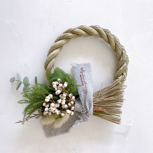 White & Green ナチュラル お正月飾り2Wayでスワッグにも ナンキンハゼ