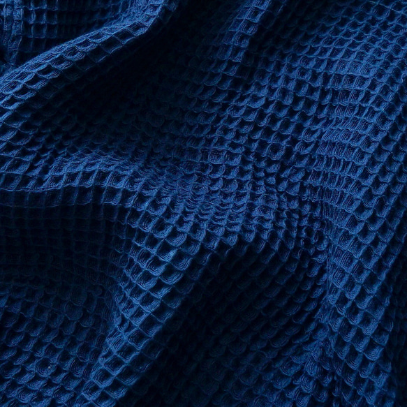 華夫格運動衫/藍色/三河紡織 第6張的照片