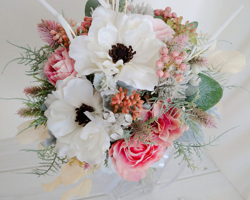 ウェディングブーケ＋ブーケトニア ウェディングブーケ（ブートニア付き）B-97 ブーケ himejyon