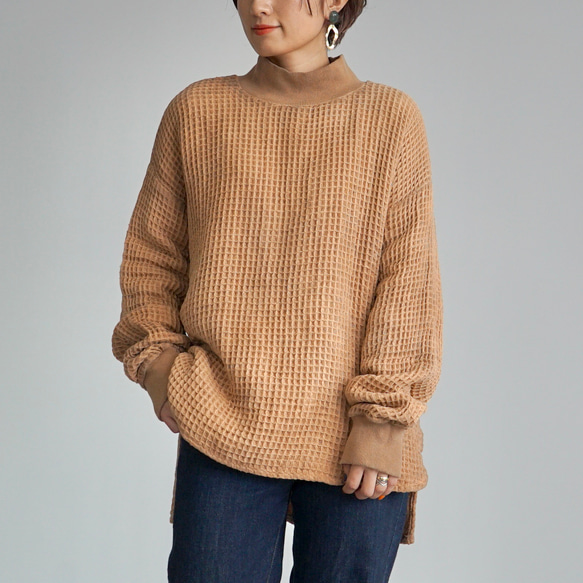 華夫格運動衫/棕色/Mikawa 紡織品 第1張的照片