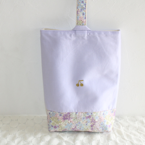 薄パープル花柄 上靴袋 さくらんぼ 上履き袋 pandaprin 通販 15147027