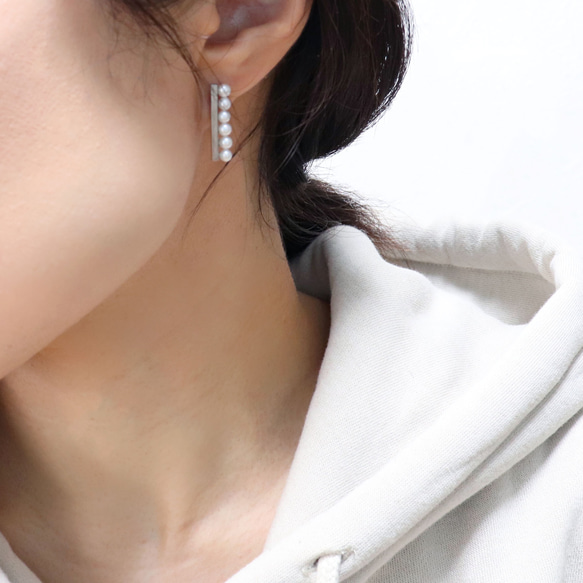 ステンレス × 淡水パールピアス S ~ ridge stainless×pearl pierce S ~ 3枚目の画像