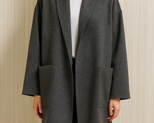 美品★45R ショールカラー フレア コート コットン　ゆったり　FREE 型紙 ショールカラーコート A048-P レディース 型紙 cobacagari 通販