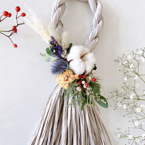 ラベンダーとユーカリ香る ナチュラル タッセル型 お正月飾り ドライ