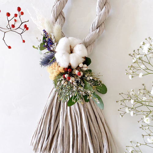 ラベンダーとユーカリ香る ナチュラル タッセル型 お正月飾り ドライ