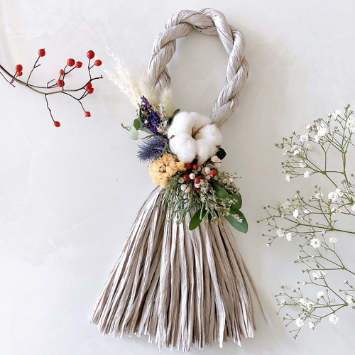 ラベンダーとユーカリ香る ナチュラル タッセル型 お正月飾り ドライ