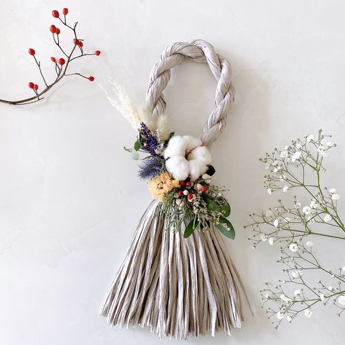 ラベンダーとユーカリ香る ナチュラル タッセル型 お正月飾り ドライ